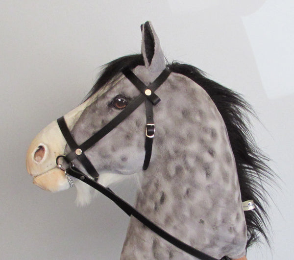 Grey Clydesdale Hobby Horse with removable leather bridle