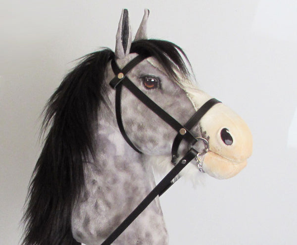 Grey Clydesdale Hobby Horse with removable leather bridle