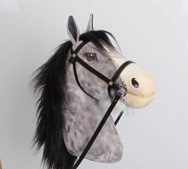 Grey Clydesdale Hobby Horse with removable leather bridle