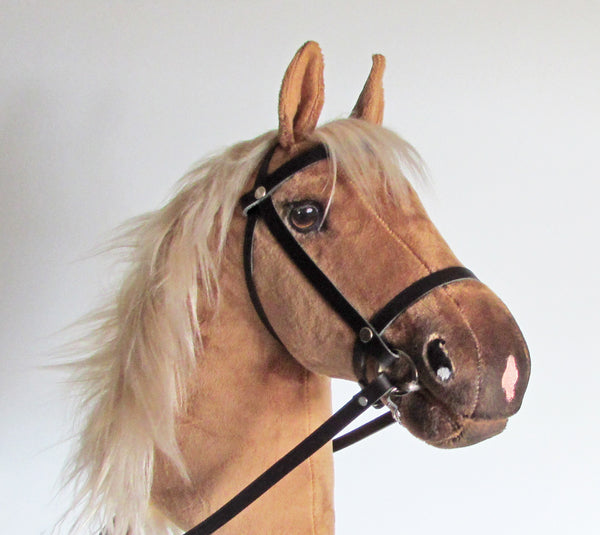 Haflinger Hobby Horse open mouth with removable leather bridle