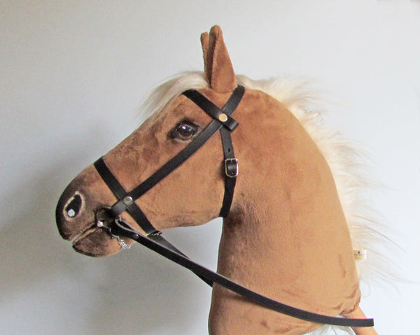 Haflinger Hobby Horse open mouth with removable leather bridle