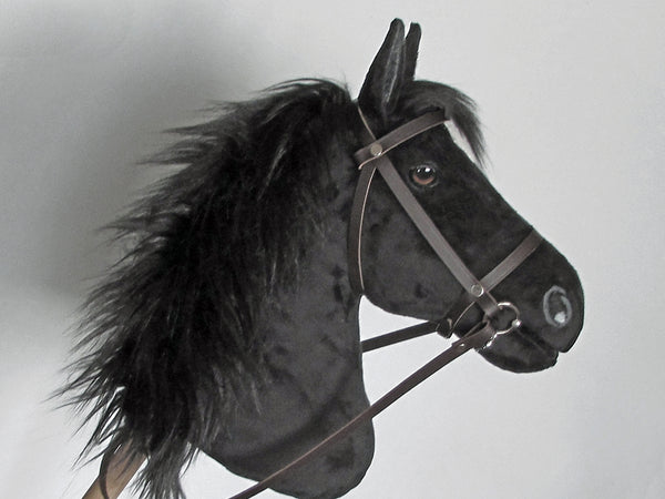 Black Hobby Horse with removable leather bridle