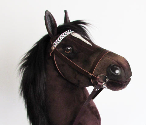Dark Bay Hobby Horse with removable leather bridle