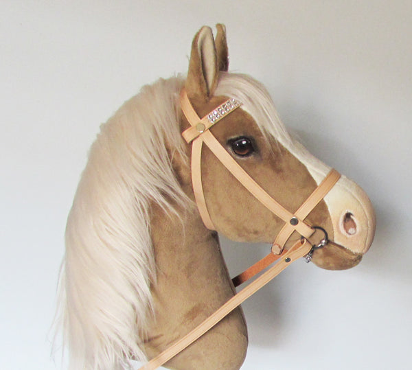 Dark palomino Hobby Horse with removable leather bridle