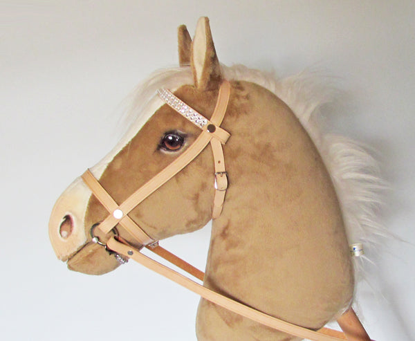 Dark palomino Hobby Horse with removable leather bridle