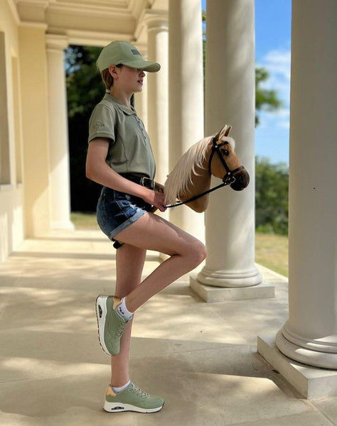 Haflinger Hobby Horse open mouth with removable leather bridle