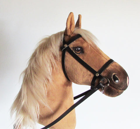 Haflinger Hobby Horse open mouth with removable leather bridle