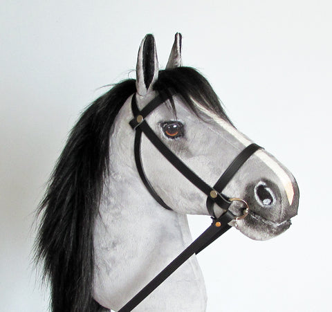 Silver grey Hobby Horse with removable leather bridle