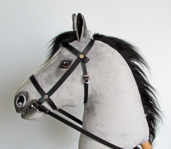 Silver grey Hobby Horse with removable leather bridle