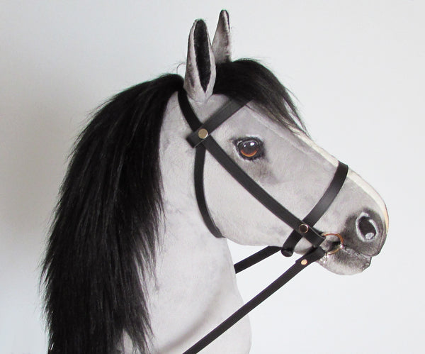 Silver grey Hobby Horse with removable leather bridle