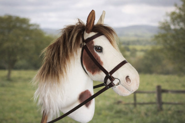 Skewbald Hobby Horse with removable leather bridle