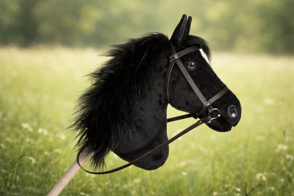 Black Hobby Horse with removable leather bridle