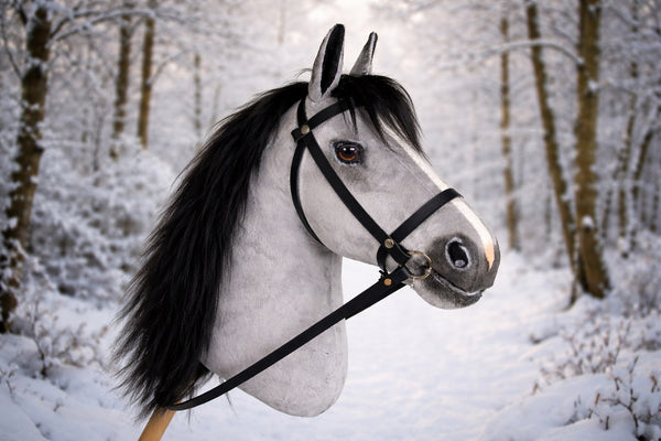 Silver grey Hobby Horse with removable leather bridle