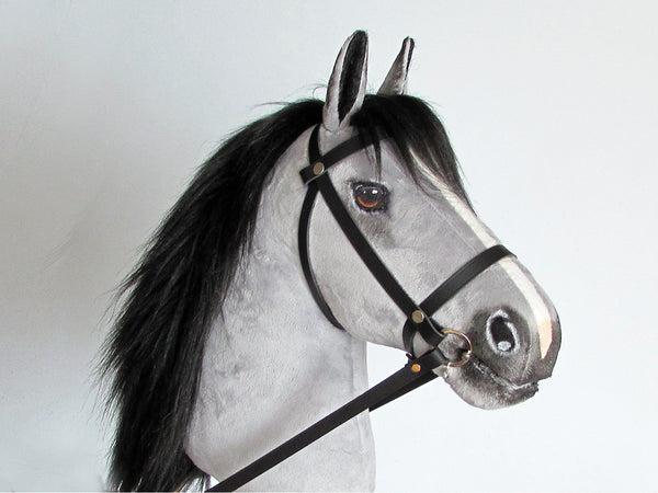 Silver grey Hobby Horse with removable leather bridle