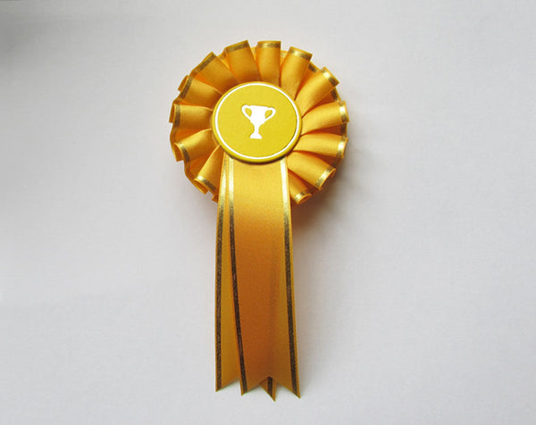 Rosette, show ribbon - Gold satin