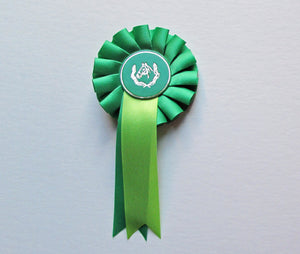 Rosette, show ribbon - Green satin