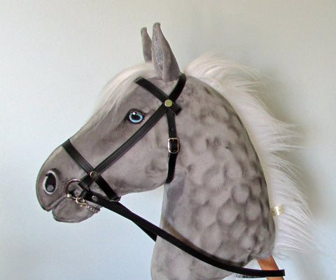 Silver dapple Hobby Horse with removable leather bridle