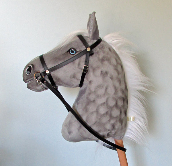 Silver dapple Hobby Horse with removable leather bridle