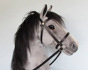 Silver grey Hobby Horse with removable leather bridle