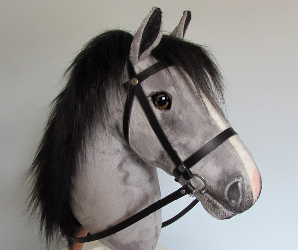 Silver grey Hobby Horse with removable leather bridle