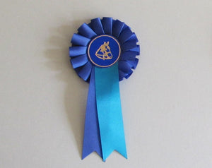 Rosette, show ribbon - Blue satin