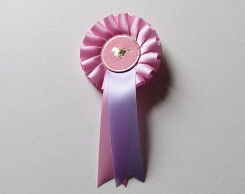 Rosette, show ribbon - Pink satin